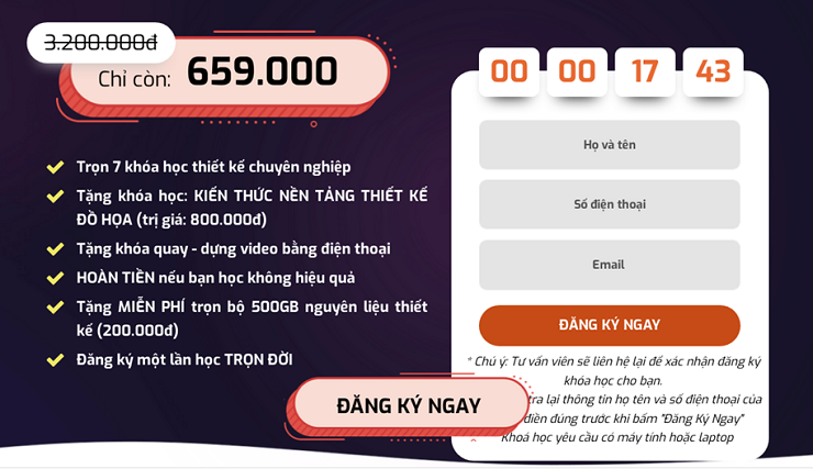 Tăng đơn hàng ở landing page bằng việc sử dụng thời gian đếm ngược. Nguồn ảnh: Fedu design