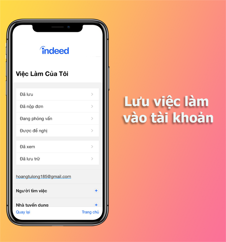 Lưu tài khoản để dễ theo dõi việc làm
