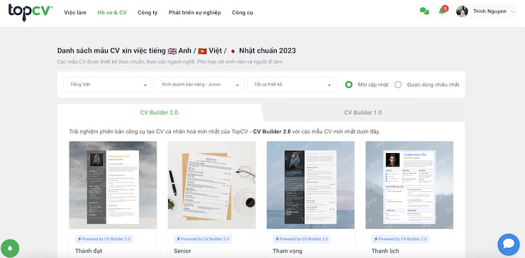 Ứng viên có thể dễ dàng tạo CV ngay trên website