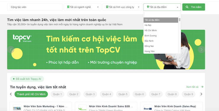 Việc lựa chọn địa điểm tìm việc cũng dễ dàng hơn bao giờ hết