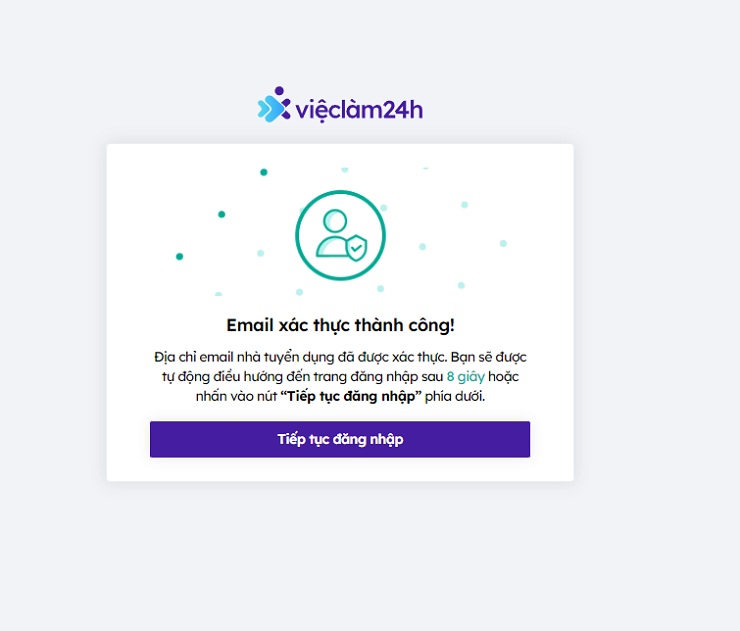 Xác thực mail thành công trên việc làm 24h