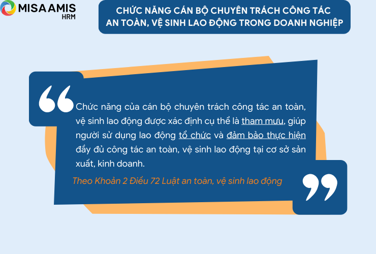 Chức năng cán bộ chuyên trách công tác an toàn, vệ sinh lao động trong doanh nghiệp