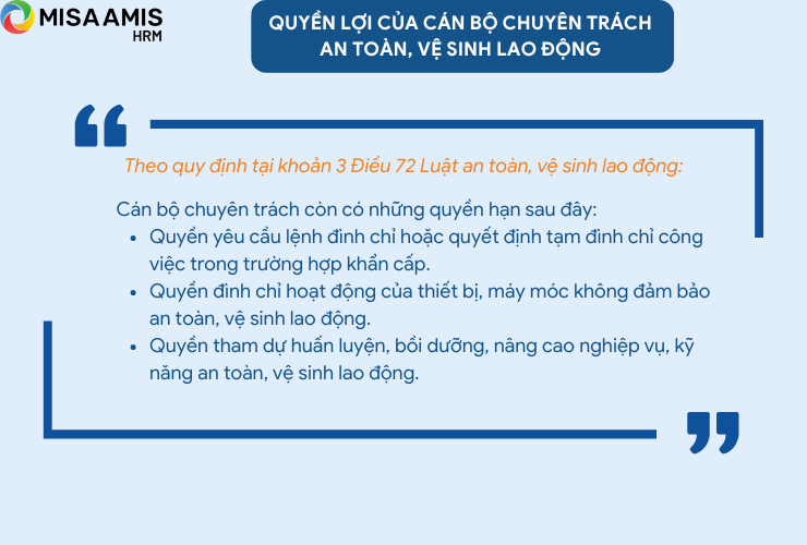 Quyền lợi của cán bộ chuyên trách an toàn, vệ sinh lao động