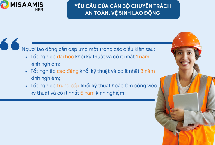 Yêu cầu của cán bộ chuyên trách an toàn, vệ sinh lao động