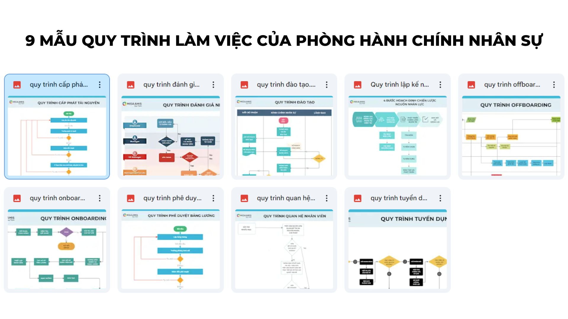 9 mẫu quy trình làm việc của phòng hành chính nhân sự