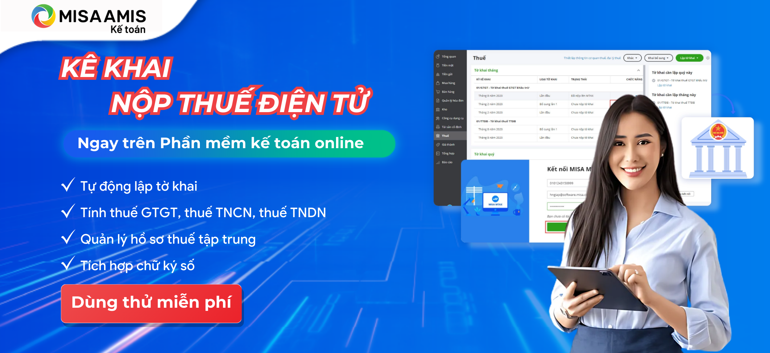 Kê khai nộp thuế với misa amis kế toán