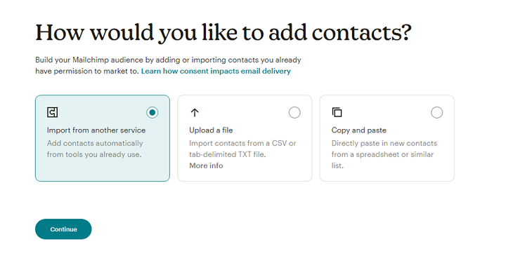 Giao diện tùy chọn của mailchimp