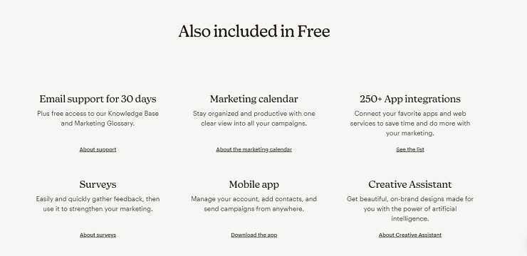 Gói miễn phí của mailchimp