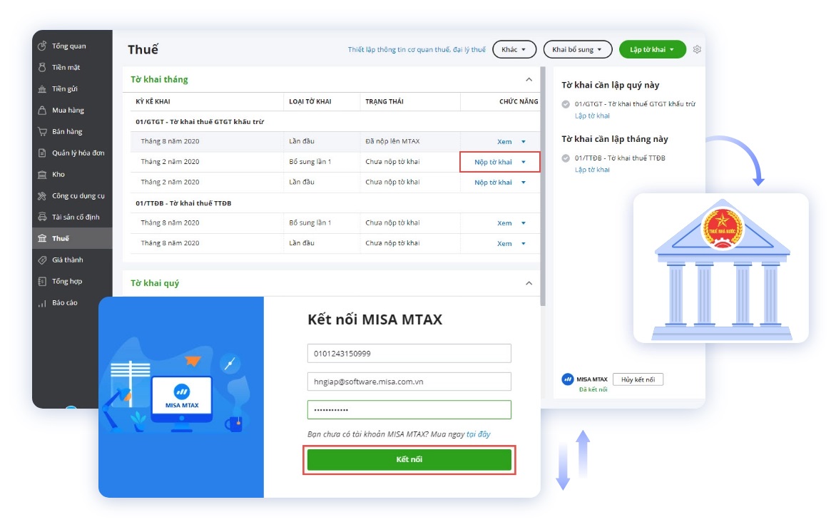 Amis Kế Toán kết nối với mtax để nộp thuế dễ dàng hơn