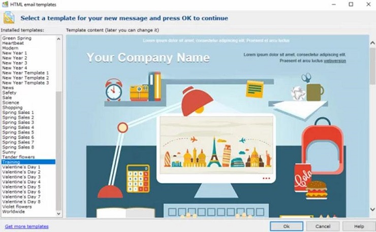Atomic Mail Sender cung cấp nhiều mẫu thiết kế email marketing cho người dùng - Nguồn: Internet