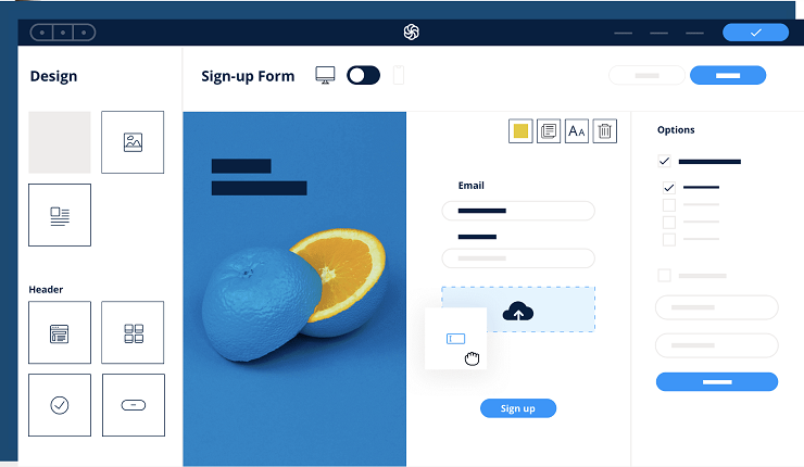 Giao diện tạo mẫu đăng ký email - (Nguồn: Sendinblue.com)