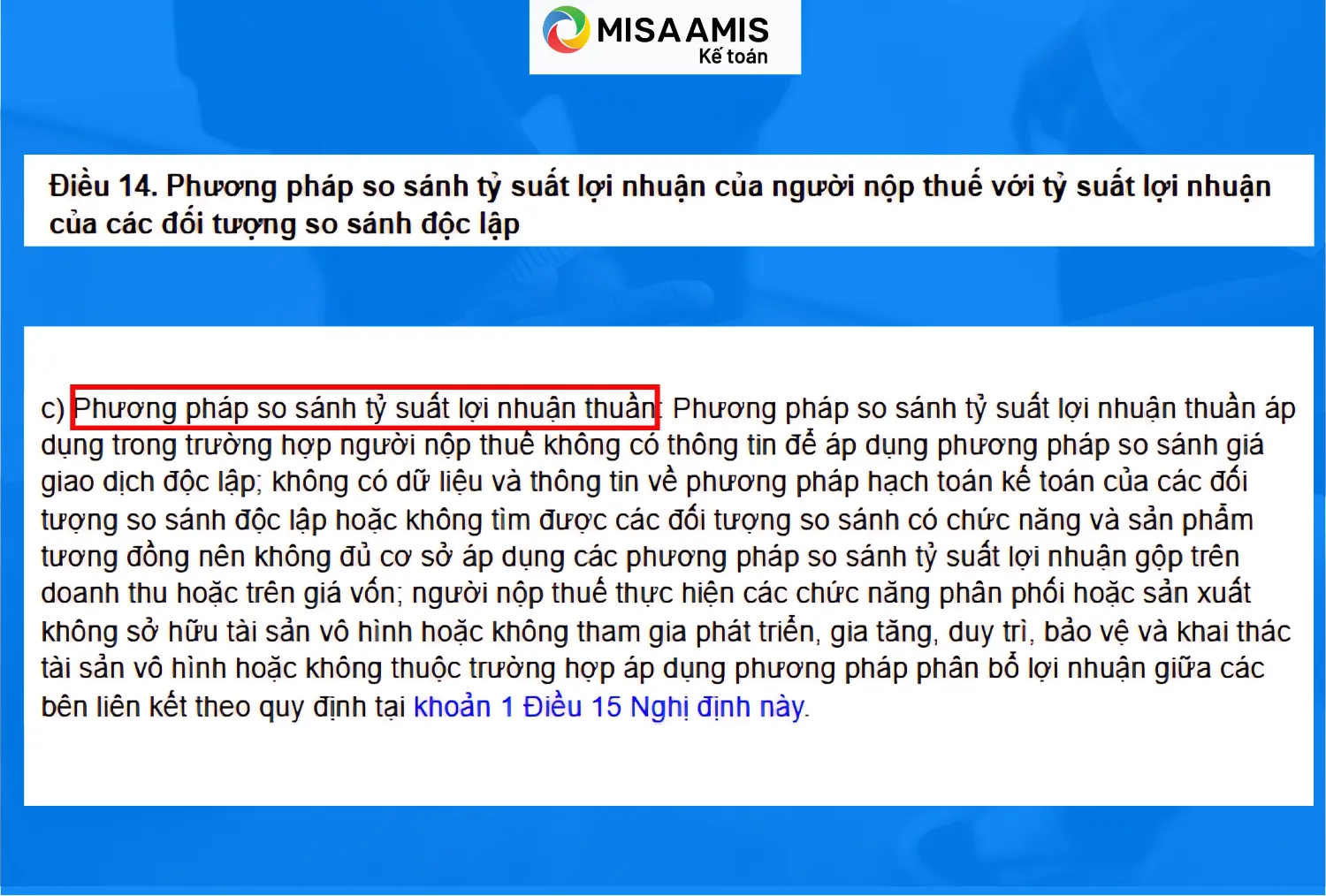 Phương pháp tỷ suất lợi nhuận thuần