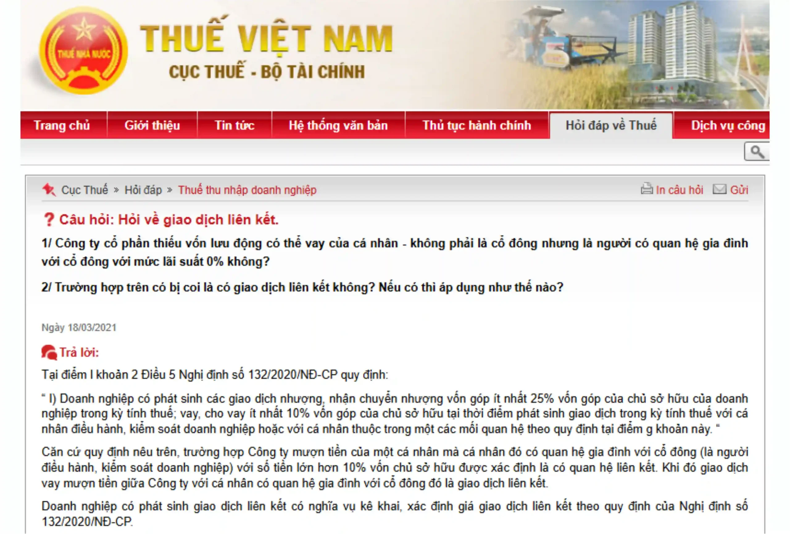 Tổng cục Thuế trả lời về giao dịch liên kết