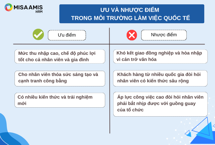 Ưu và nhược điểm khi làm việc tại môi trường quốc tế
