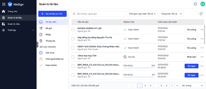 quản lý tài liệu tập trung với ứng dụng trình ký online MISA AMIS WeSign