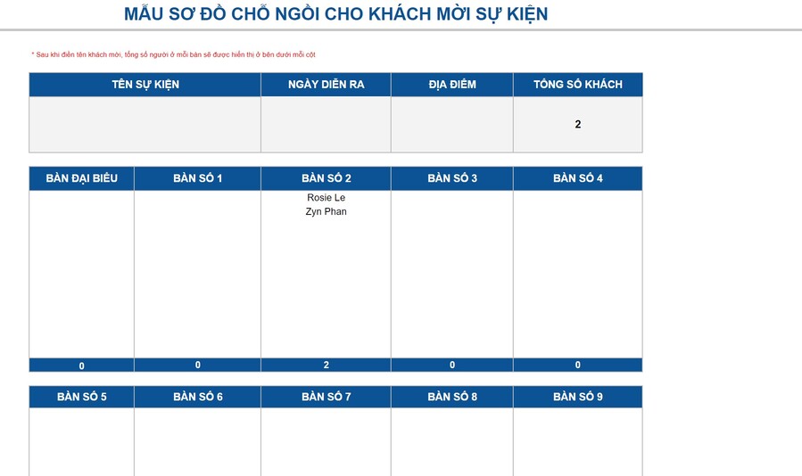 Mẫu sơ đồ chỗ ngồi