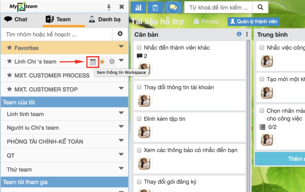 Giao diện phần mềm quản lý xây dựng công trình MyXteam