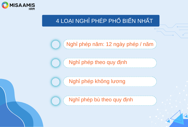 Tổng hợp 4 loại nghỉ phép phổ biến 