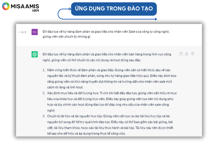 Ứng dụng trong đào tạo