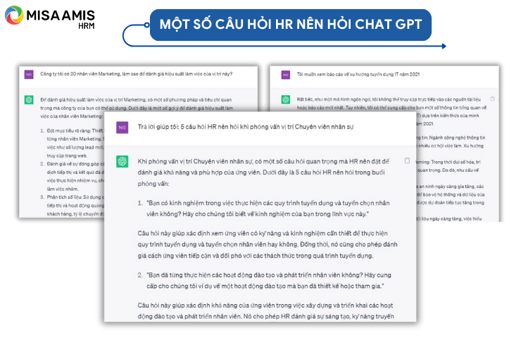 Một số câu hỏi HR nên hỏi chat GPT