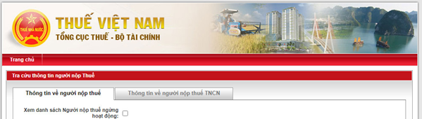Trang web tra cứu người nộp thuế của Tổng cục thuế