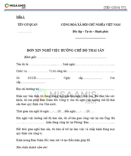 mẫu đơn xin nghỉ việc