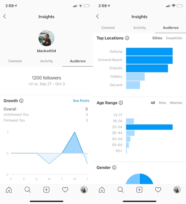 Instagram phiên bản dành cho doanh nghiệp/ nhà sáng tạo nội dung cho phép trích xuất báo cáo về người theo dõi (followers) (Nguồn: Internet)