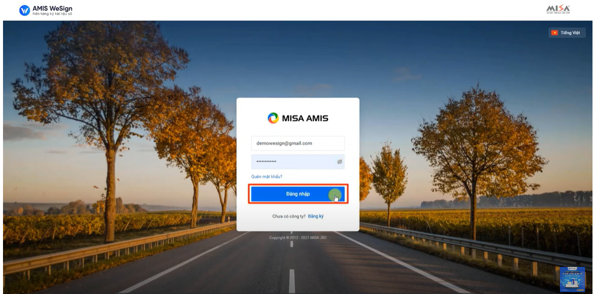 Đăng nhập phầm mềm wesign