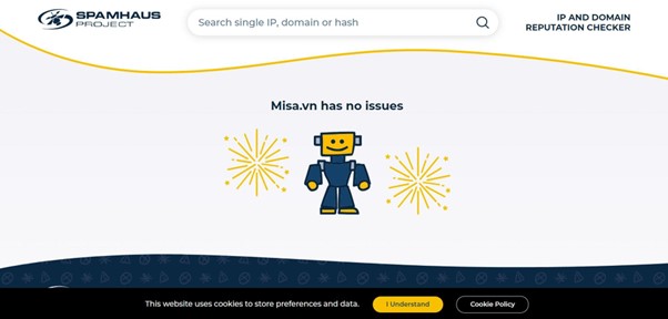 Domain của MISA không bị dính blacklist
