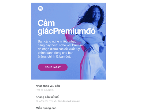 Email chào mừng khách hàng đến với gói trả phí của Spotify (Nguồn hình: Internet)