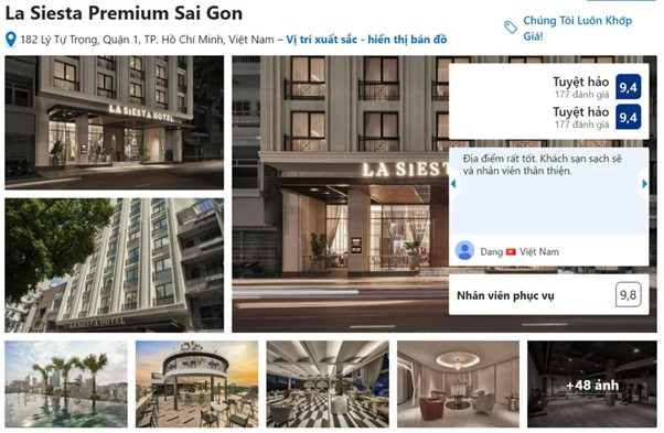 Hình ảnh khách sạn trên Booking.com được đầu tư ấn tượng - Nguồn: Booking.com