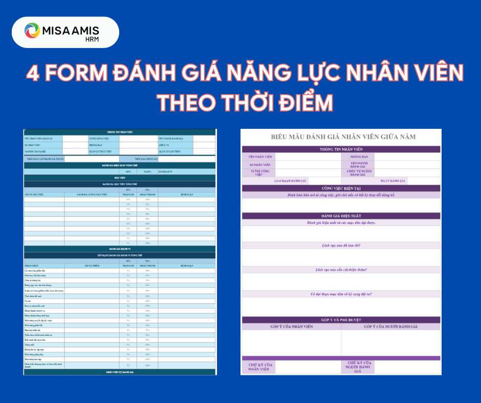 Form đánh giá năng lực nhân viên theo thời điểm