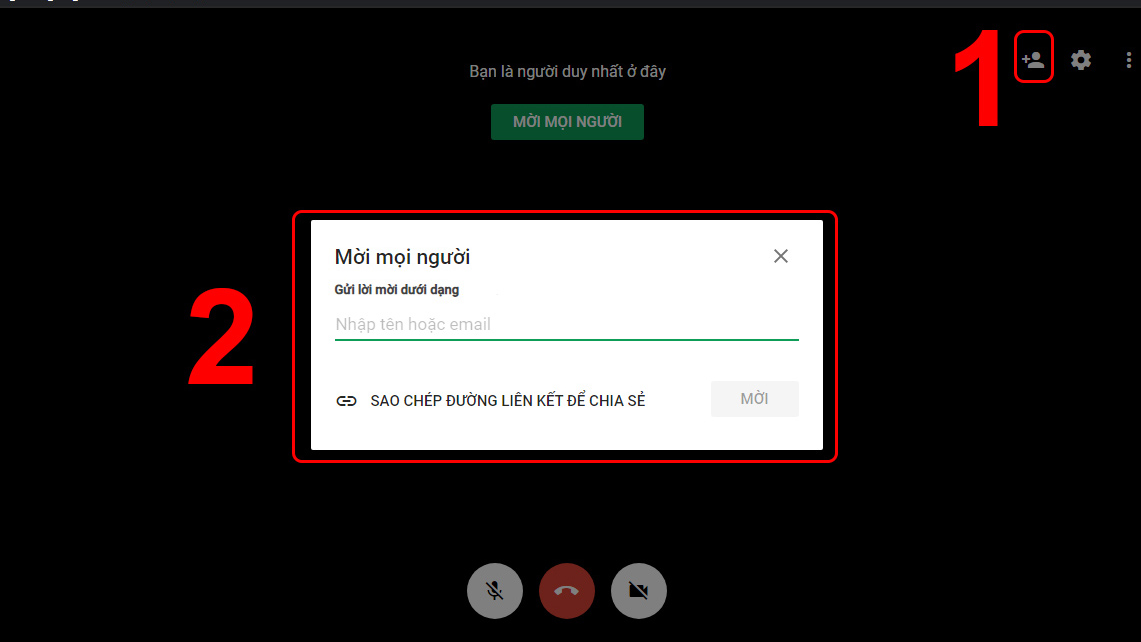 Mời người khác vào cuộc họp Google Hangouts