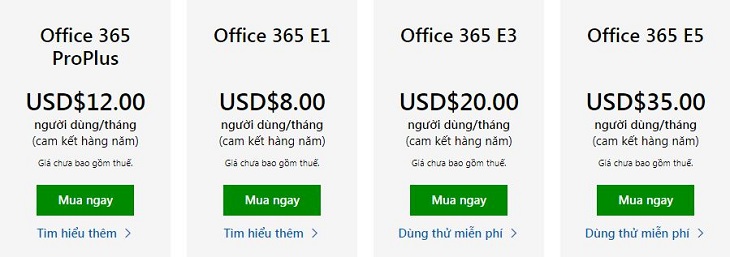 Chi phí các gói Microsoft Teams dành cho doanh nghiệp 