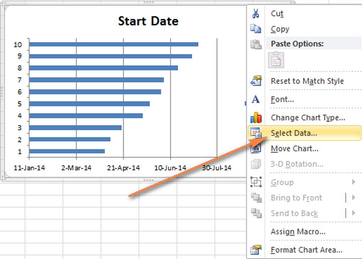 tạo biểu mẫu Gantt bằng excel bước 3