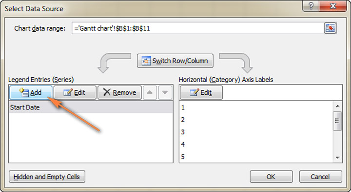tạo biểu mẫu Gantt bằng excel bước 4