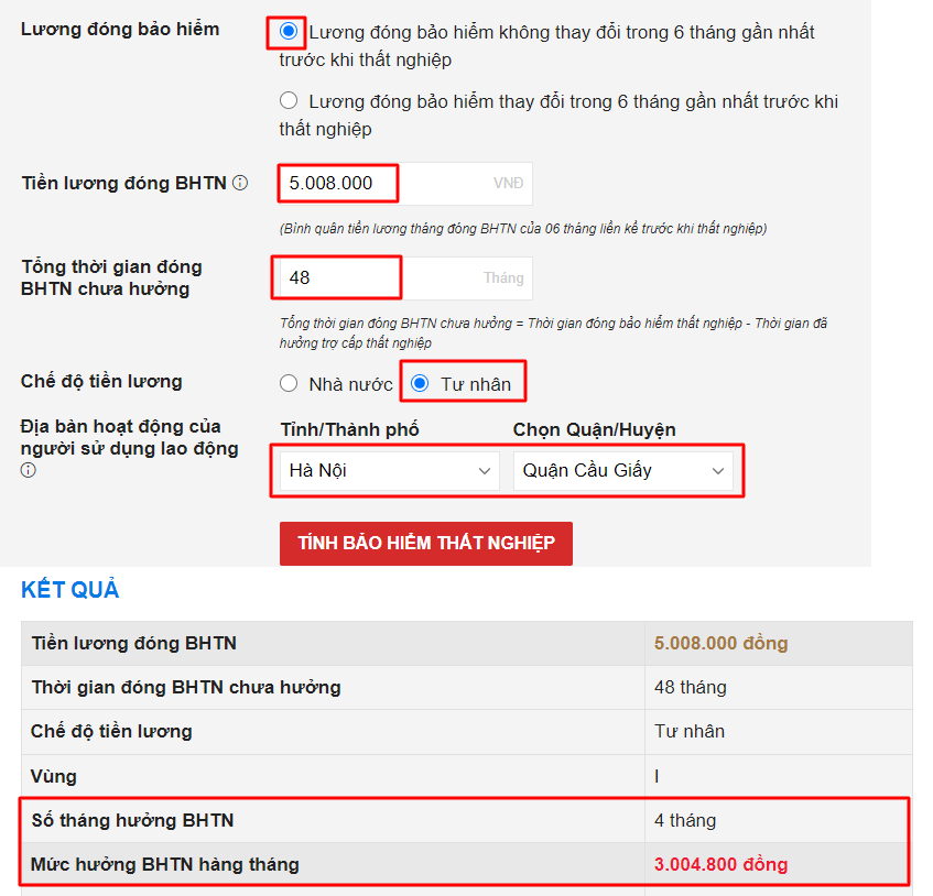 cách tính lương bảo hiểm thất nghiệp