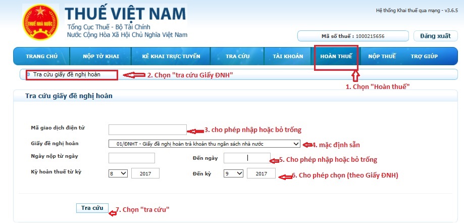 tra cứu giấy đề nghị hoàn thuế tncn