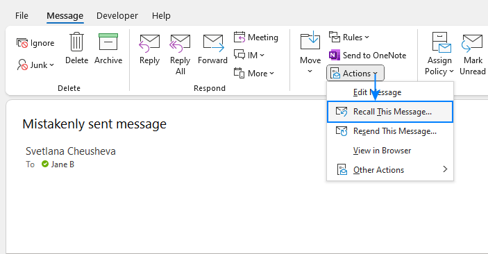 thu hồi email đã gửi