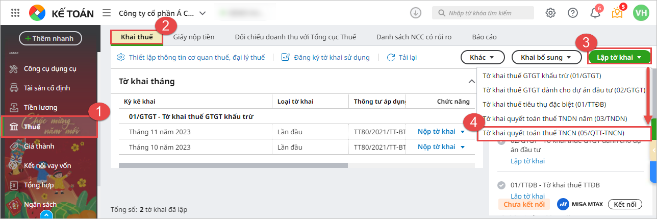 Demo tính năng lên tờ khai quyết toán thuế TNCN theo mẫu 05/QTT-TNCN