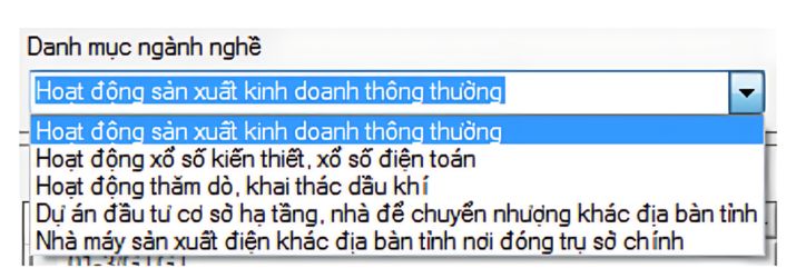 Lựa chọn danh mục ngành nghề kinh doanh của doanh nghiệp