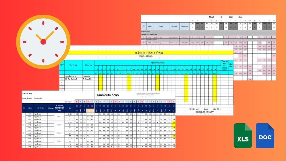 mẫu bảng chấm công