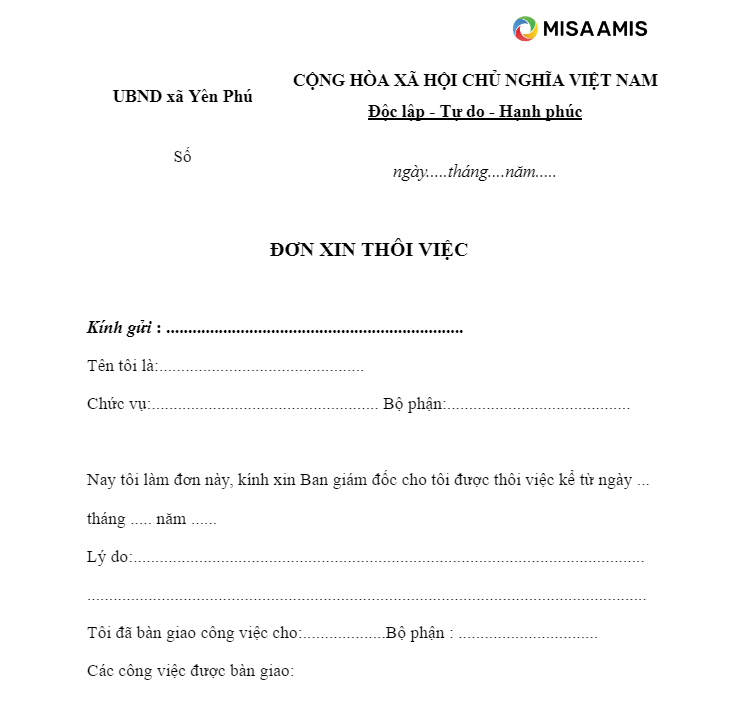 mẫu tờ trình xin thôi việc