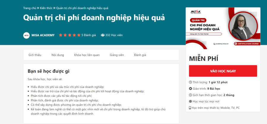 tổ chức khóa học miễn phí