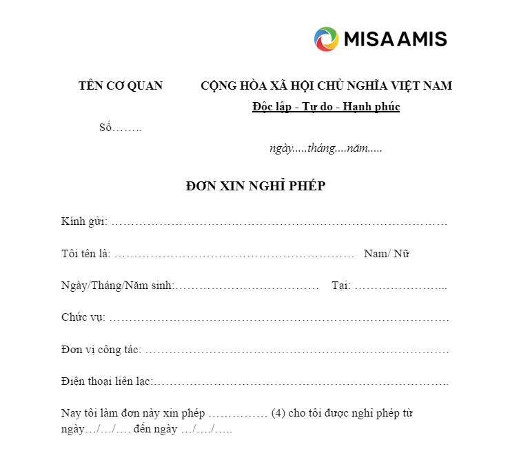 Tờ trình xin nghỉ phép