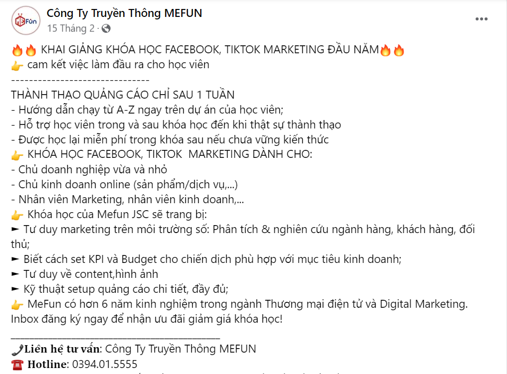 Các mẫu content Facebook
