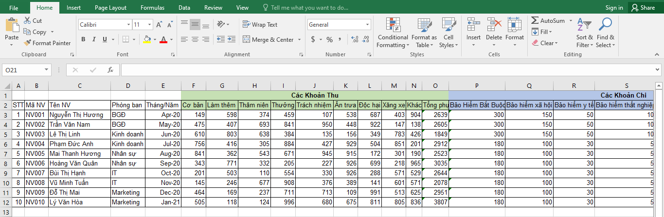 cách làm phiếu lương hàng loạt trên excel