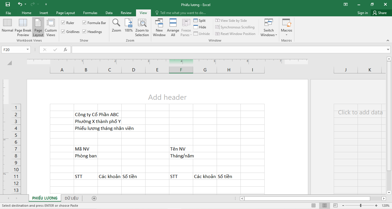 cách làm phiếu lương hàng loạt trên excel