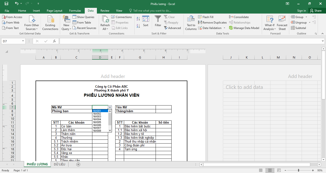cách làm phiếu lương hàng loạt trên excel