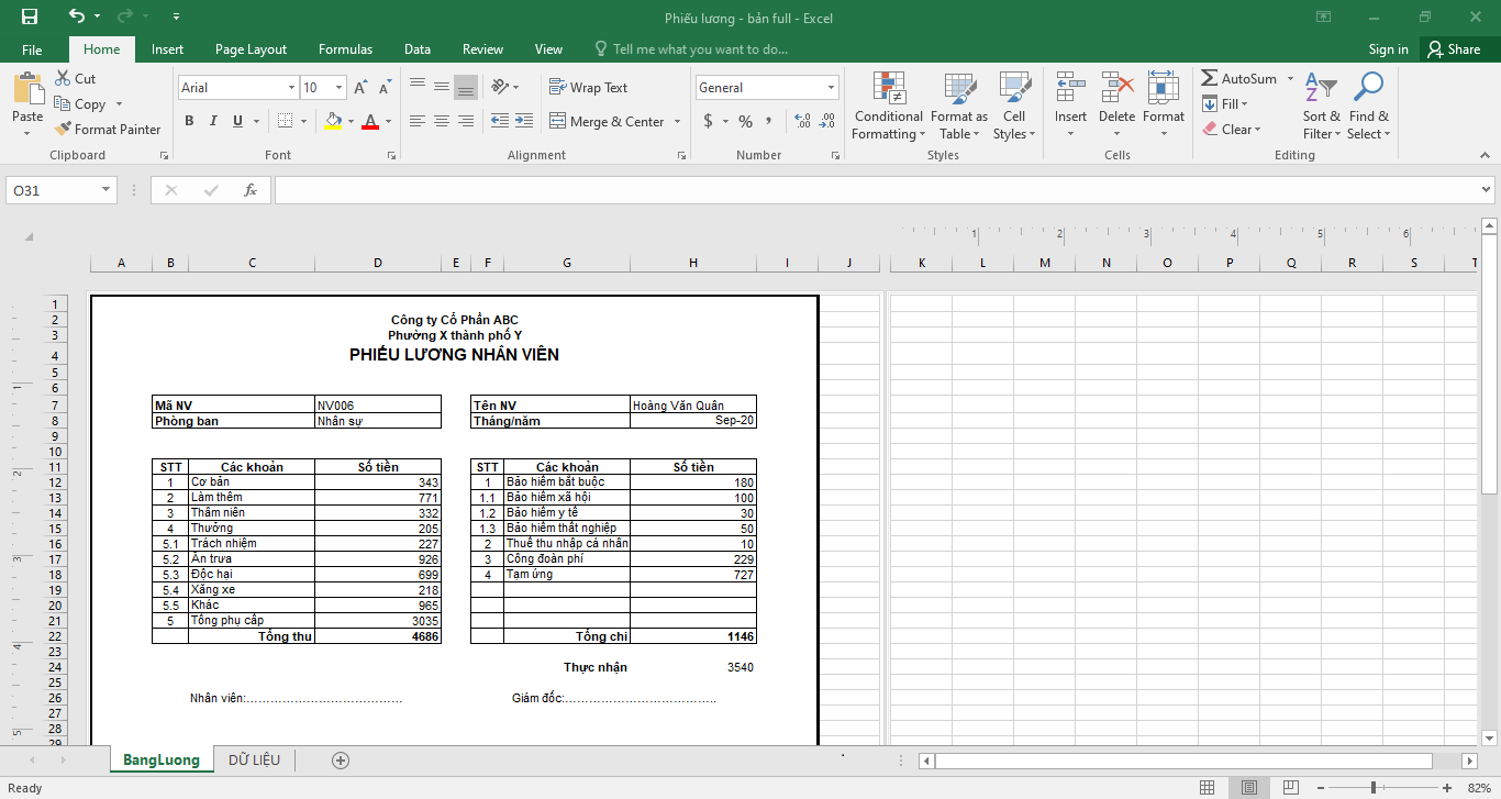 cách làm phiếu lương hàng loạt trên excel